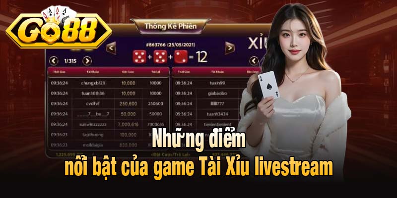 Những điểm nổi bật của game Tài Xỉu livestream